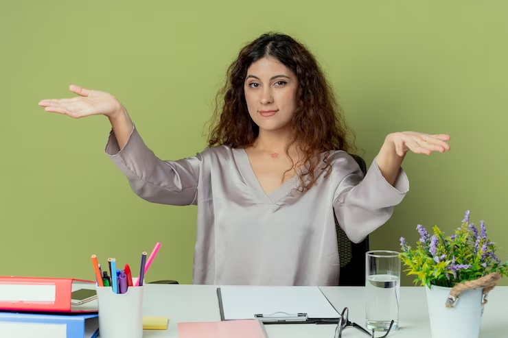 Bussiness women messy desk